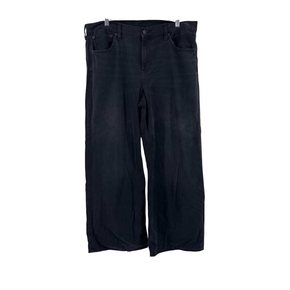 American Eagle Skater Jean Low Rise 14 Short Black Womens Wide Leg Baggy Denim